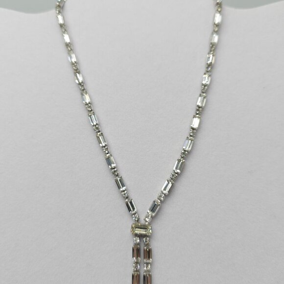 Vintage Kramer Rhinestone Necklace With Baguette and Round Cut Crystals - Picture 3 of 9